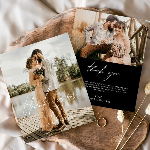 Budget Black Wedding 2 Photos Thank You Cards