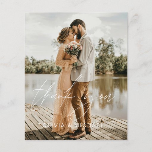 Budget Black Wedding 2 Photos Thank You Cards Flyer Zazzle
