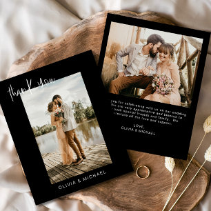 Budget Black Wedding Photo Thank You Card Flyer