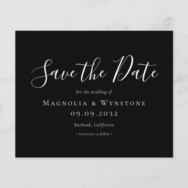 BUDGET Black Wedding Save The Date (Front)