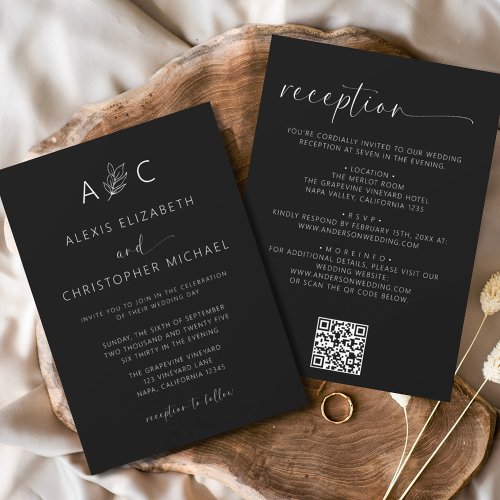 Budget Black White All In One Wedding QR Code