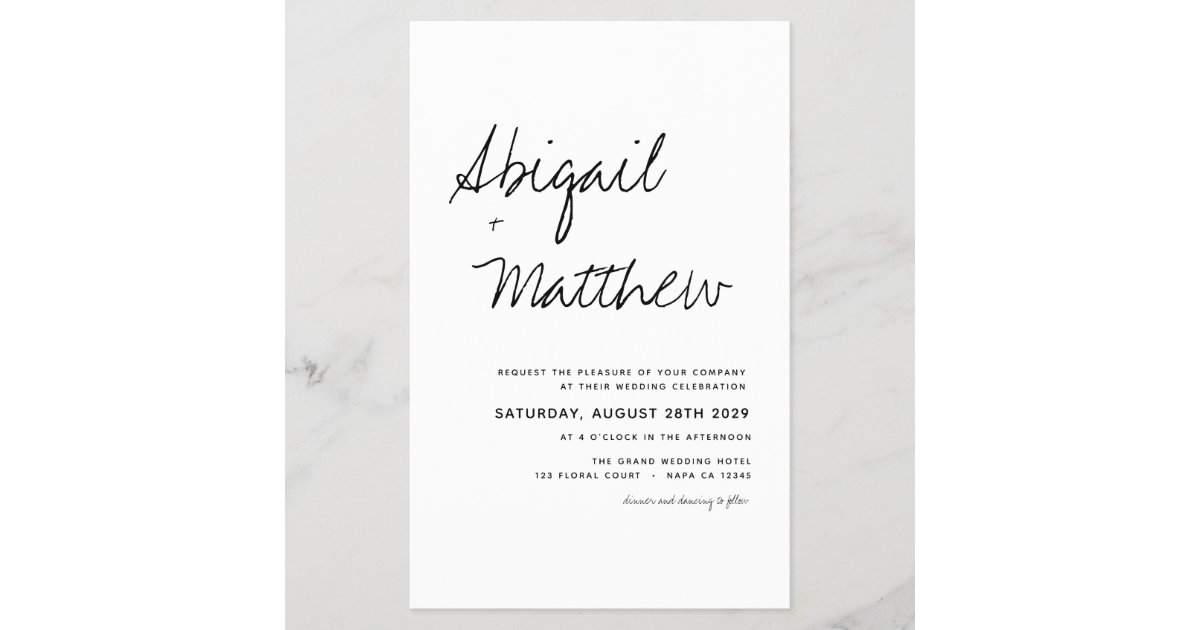 Budget Black White Boho Simple Wedding Invitation 