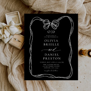 Budget Black & White Bow Elegant Invitation Flyer