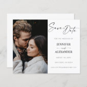 Budget Black & White Calligraphy Save the Date (Front/Back)