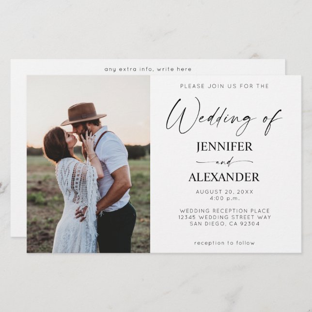 Budget Black & White Calligraphy Simple Wedding 2 (Front/Back)