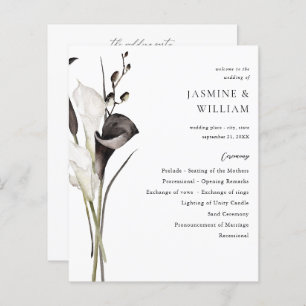Budget Black & White Flor Wedding Ceremony Program