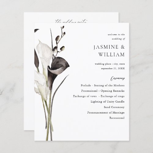 Budget Black  White Flor Wedding Ceremony Program