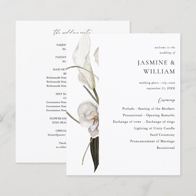 Budget Black & White Floral Wedding Ceremony 2 (Front/Back)