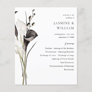 Budget Black & White Floral Wedding Ceremony Flyer