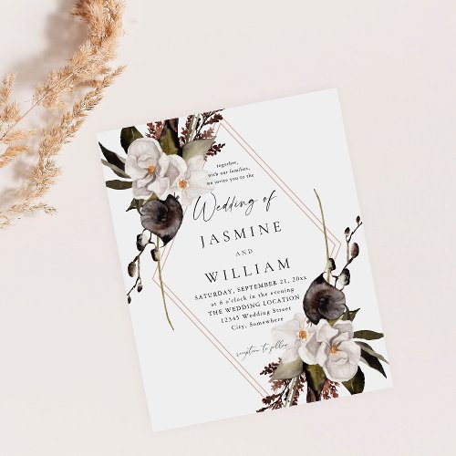 Budget Black  White Floral Wedding Flyer