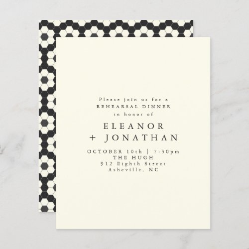 Budget Black White Geometric Rehearsal Dinner