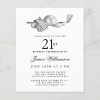 Budget Black White Golf 21st Birthday Invitation