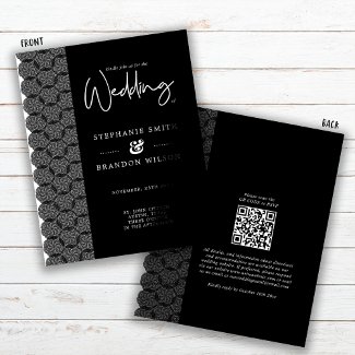 Budget Black & White Lace Wedding Invitation