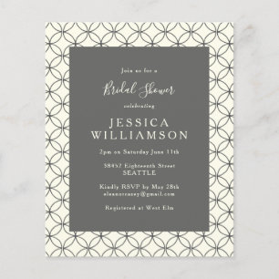 Budget Black White Line Art Bridal Shower Invite