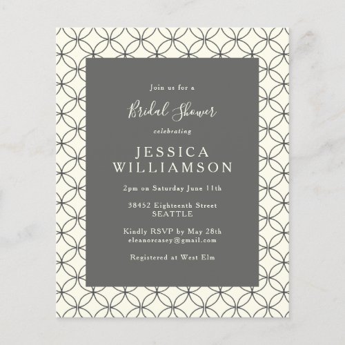 Budget Black White Line Art Bridal Shower Invite