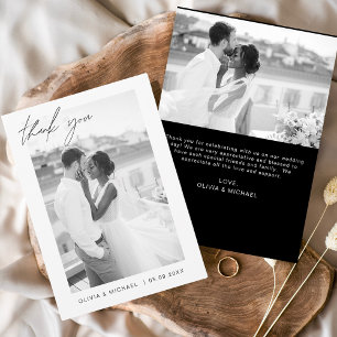 Budget Black White Minimalist Wedding Thank You Invitation