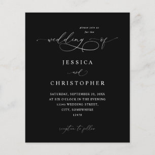 Budget Black &White Modern Calligraphy 3 Wedding B Flyer