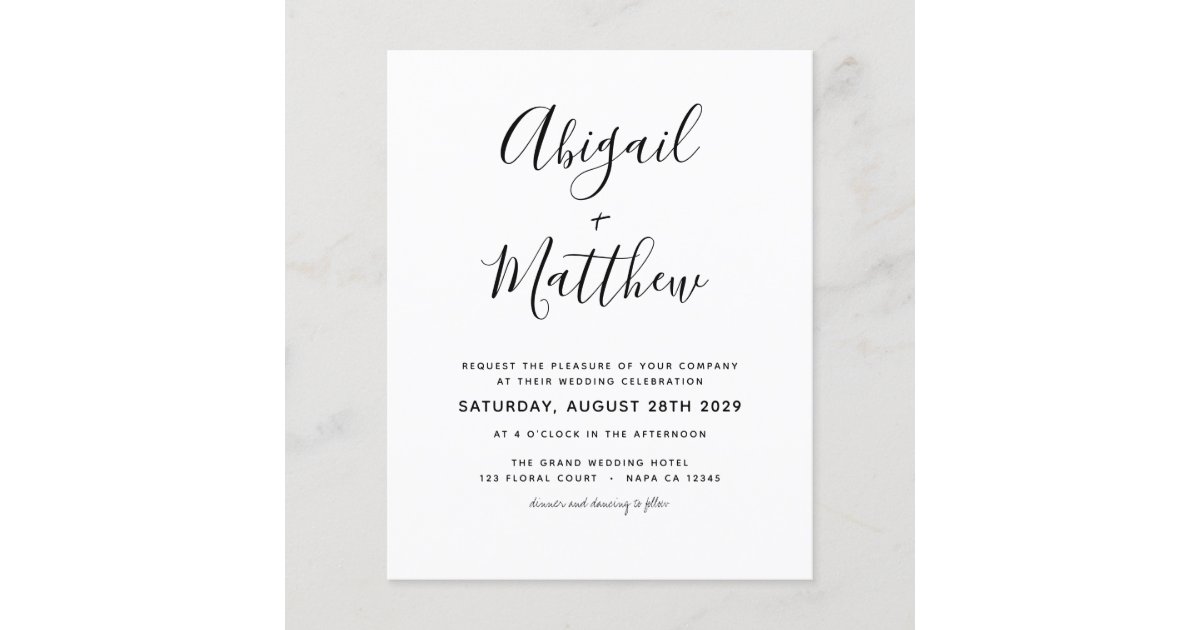 Budget Black White Modern Photo Wedding Invitation | Zazzle