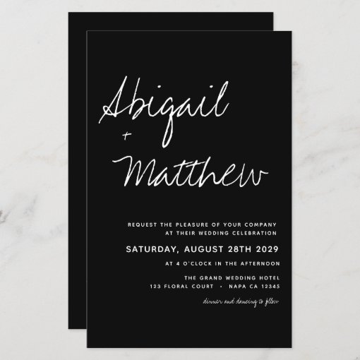 Budget Black White Modern Wedding Invitation | Zazzle