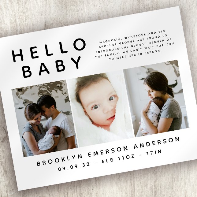 BUDGET Black White Photo Birth Announcement (Creator Uploaded)