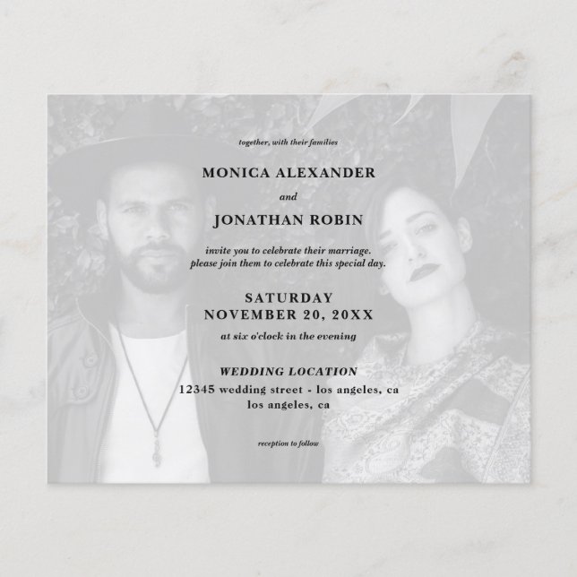 Budget Black & White Photo Landscape Wedding Flyer (Front)