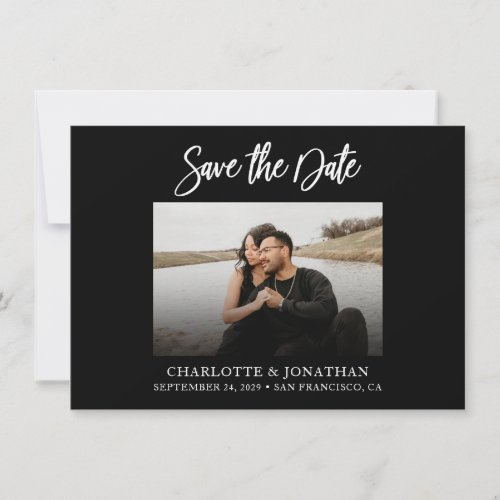 Budget Black  White Photo Save The Date Card