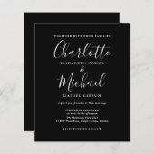 Budget Black White Script Wedding Invitation | Zazzle