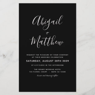 Budget Black White Simple Wedding Invitation Flyer