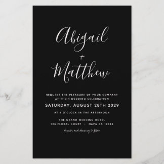 Budget Black White Simple Wedding Invitation Flyer