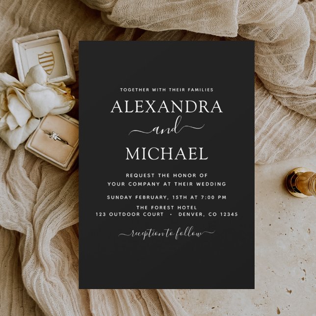 Budget Black White Wedding Modern Invitation Flyer (Creator Uploaded)