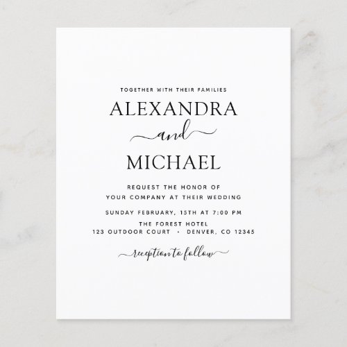 Budget Black White Wedding Modern Typography Flyer