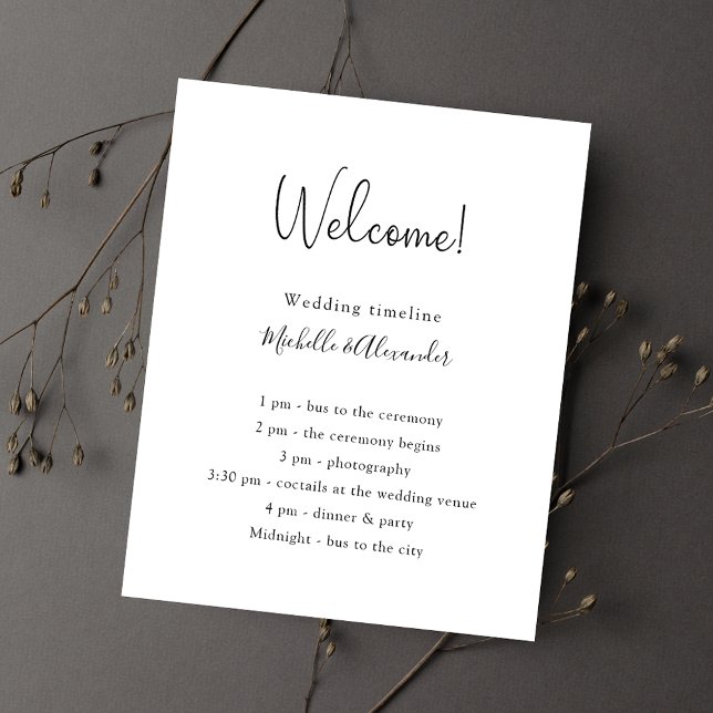 Budget black white wedding program details (Creator Uploaded)