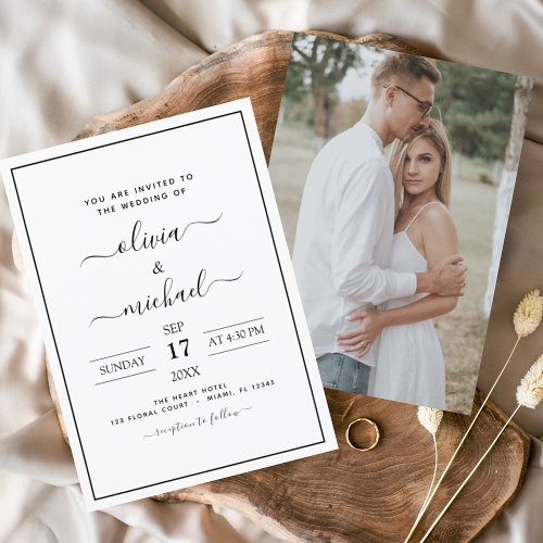 Budget Black White Wedding with Photo Invitation F Flyer
