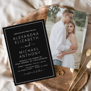 Budget Black White Wedding with Photo Invitation F Flyer