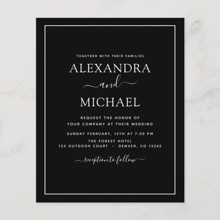 Budget Black White Wedding with Photo Invitation F Flyer Zazzle