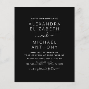 Budget Black White Wedding with Photo Invitation Flyer