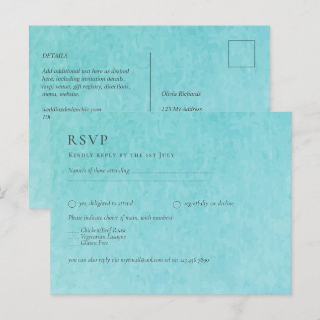 Budget BLIZZARD BLUE Watercolor Beach Wedding Postcard (Front/Back)