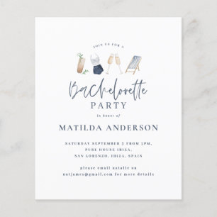 budget blue bachelorette weekend itinerary invite