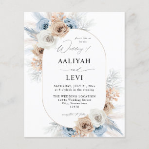 Budget Blue & Beige Boho Floral Wedding 2 Flyer