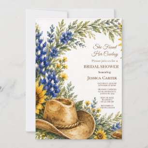 Budget Blue Bonnet Sunflower Bridal Shower Invitation