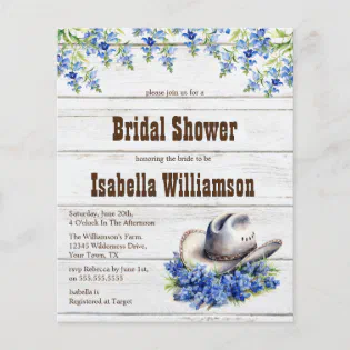 Budget Blue Bonnet Whitewash Wood Bridal Shower