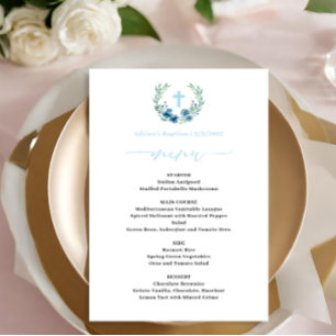 Budget Blue Boy Floral Wreath Baptism Menu