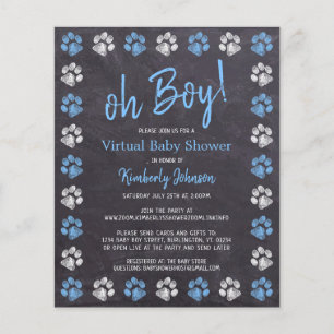 Budget Blue Boy Paw Print Virtual Baby Shower