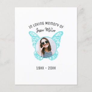 Budget Blue Butterfly Photo Memorial Invitation