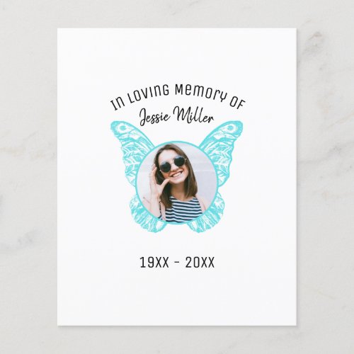 Budget Blue Butterfly  Photo Memorial  Invitation