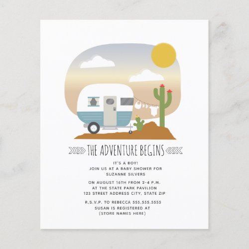 Budget Blue Camper Desert Baby Shower