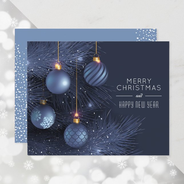 Budget Blue Christmas Ornament Holiday Card (Creator Uploaded)