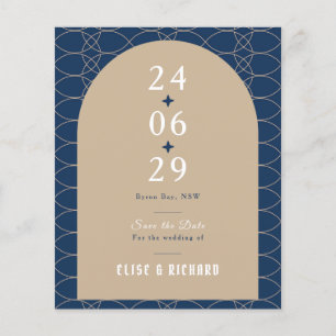 BUDGET Blue Classic Retro Save the Date Invitation Flyer