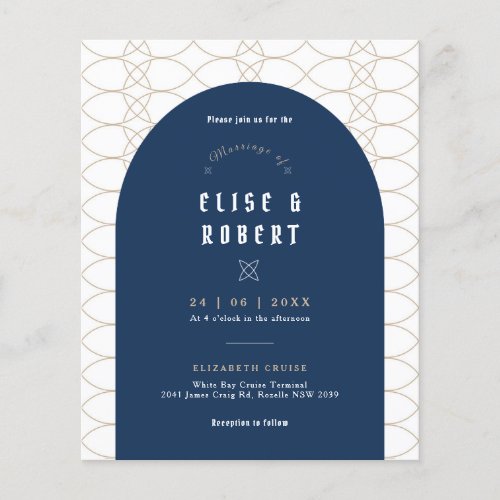 BUDGET Blue Classic Retro Wedding Invitation Flyer