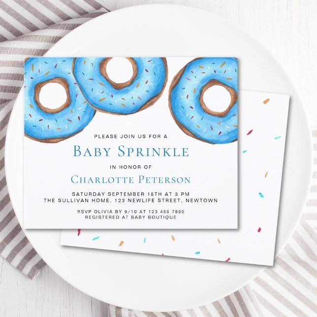 Budget Blue Donuts Boy Baby Sprinkle Invitation (Creator Uploaded)